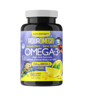 AQUAOMEGA Gummies pour enfants à haute teneur en DHA Citron 60 Gummies