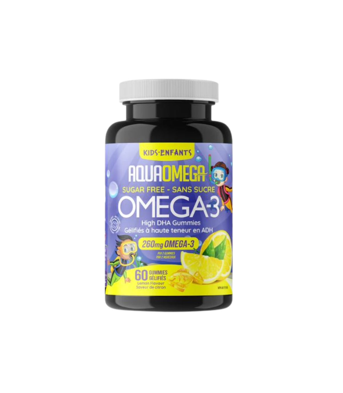 AQUAOMEGA High DHA Kids Gummies Lemon 60 Gummies