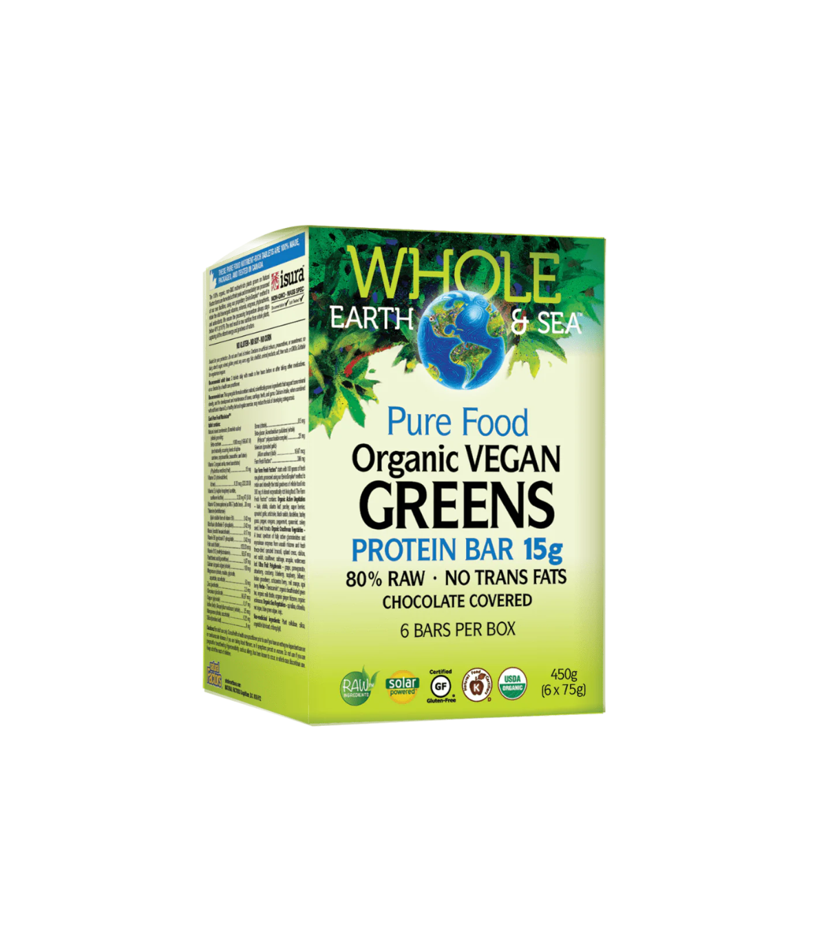 Whole Earth & Sea 유기농 비건 그린 단백질 바 15g