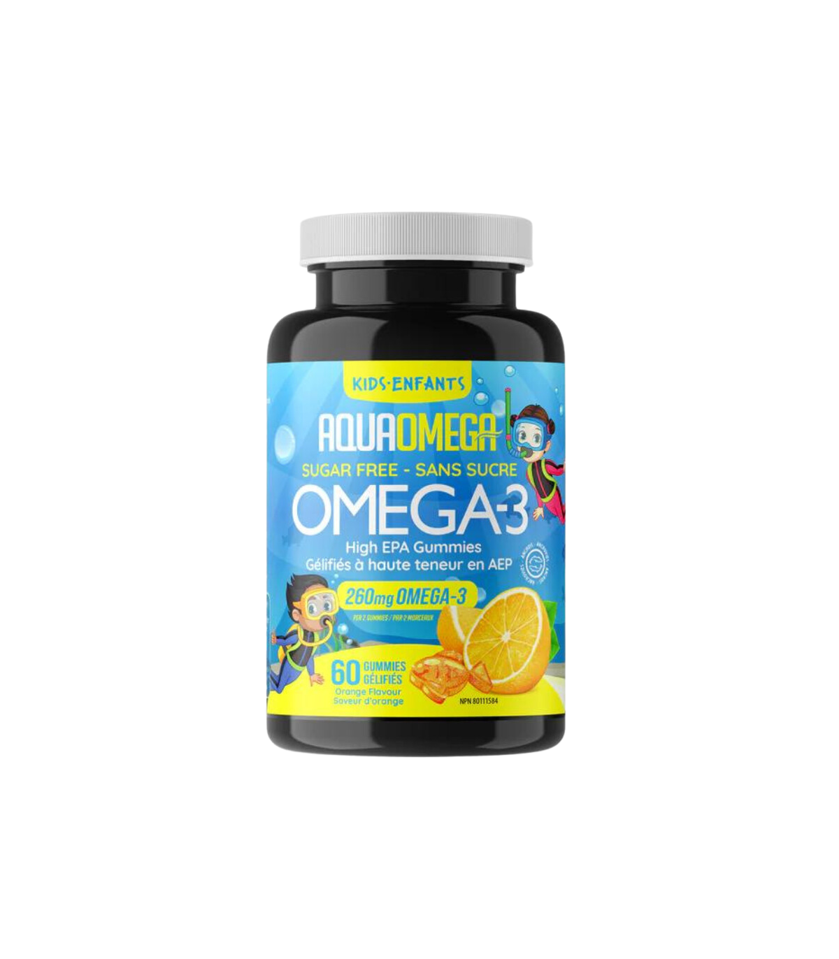 AQUAOMEGA High DHA Kids Gummies Orange 60 Gummies