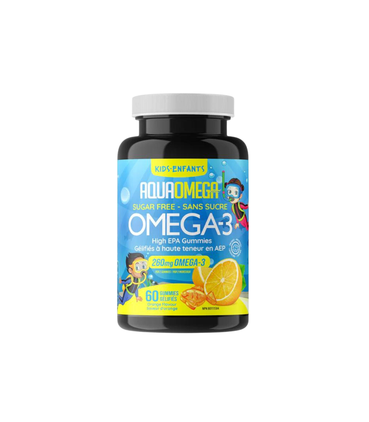 AQUAOMEGA 높은 DHA 아이 Gummies 오렌지 60 Gummies