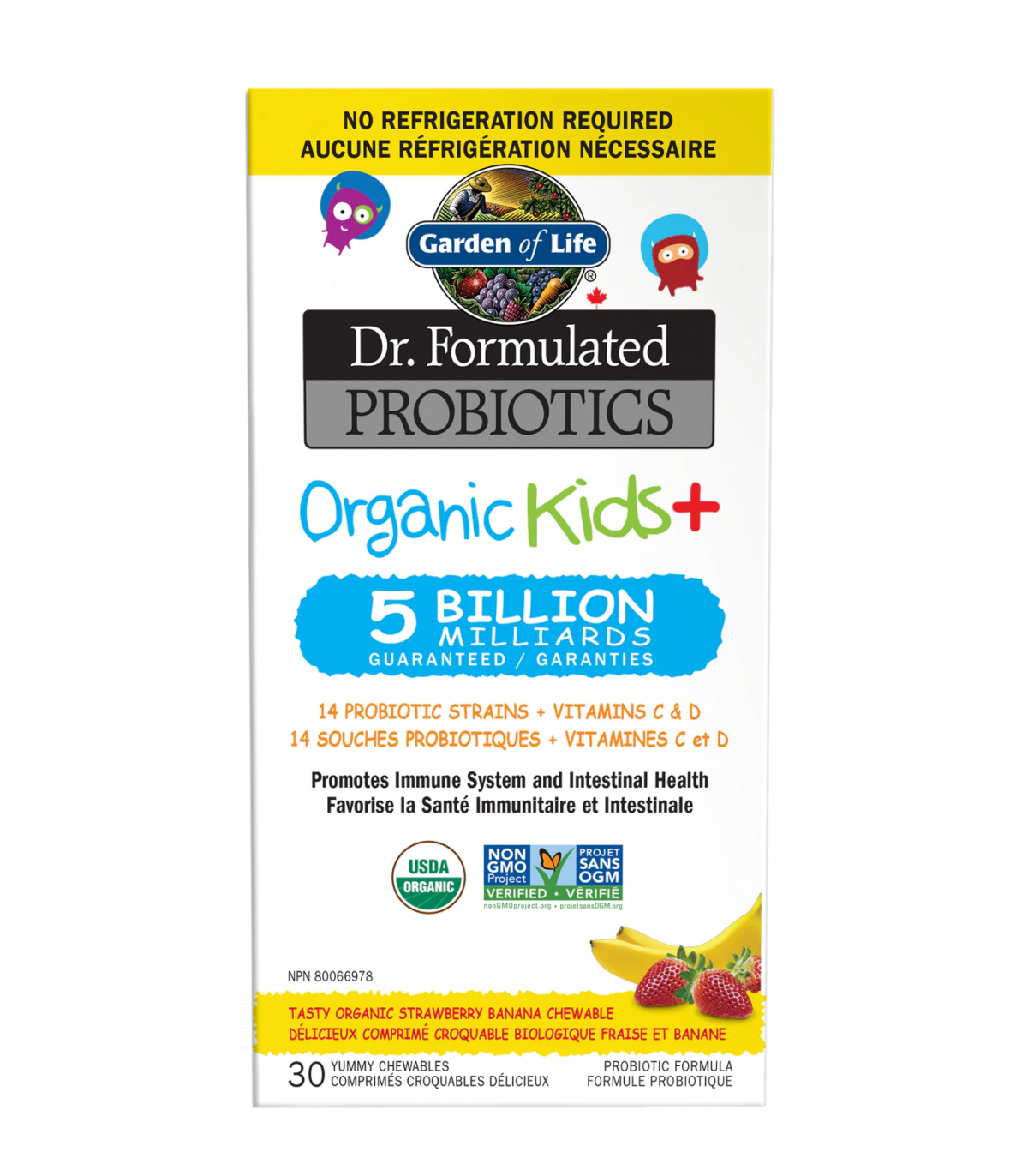 Garden of Life Dr. Formulated Probiotics Organic Kids+ Chew 5Billion Shelf Stable, Strawberry Banana 30 Chewable Tablet | 每天不同折扣