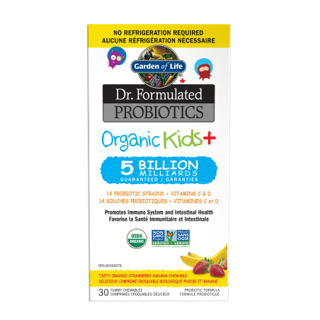 Garden of Life Dr. Formulated Probiotics Organic Kids+ Chew 5Billion Shelf Stable, Strawberry Banana 30 Chewable Tablet | 每天不同折扣