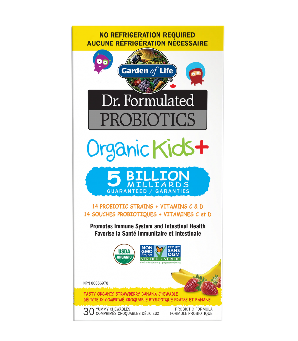 Garden of Life Dr. Formulated Probiotics Organic Kids+ Chew 5Billion Shelf Stable, Strawberry Banana 30 Chewable Tablet | 每天不同折扣
