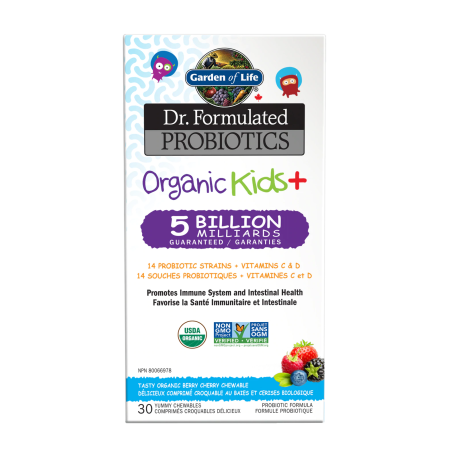 Garden of Life 가든 오브 라이프 Dr. Formulated Probiotics Organic Kids+ Chew, 베리 체리 30 츄어블 태블릿 | 매일 업데이트되는 특가 상품 | VITASHOP