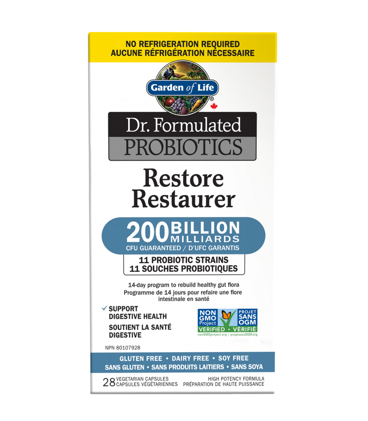 Garden of Life Dr. Formulated Probiotics Restore 200Billion Shelf Stable 28 Vegi Capsules | 每天不同折扣, 全网最低价格 | 种类齐全的保健品店铺 VITASHOP
