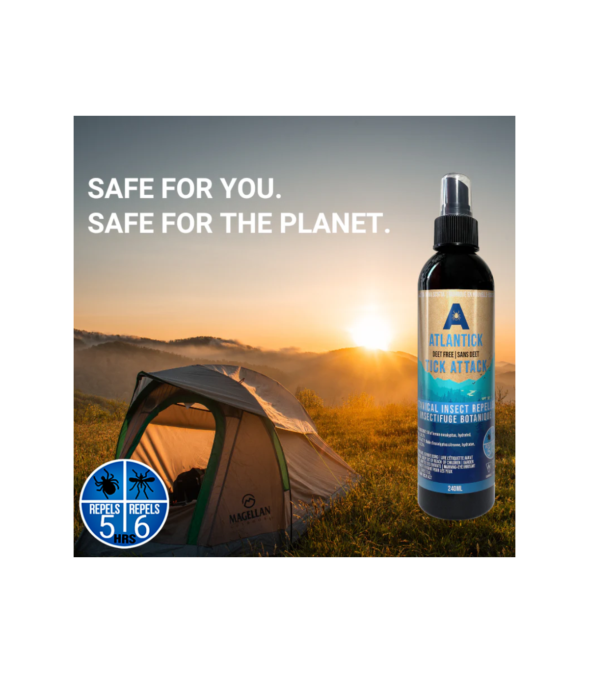 Répulsif d'insecte botanique de Tick AttackTM 60ml - Spray extérieur naturel