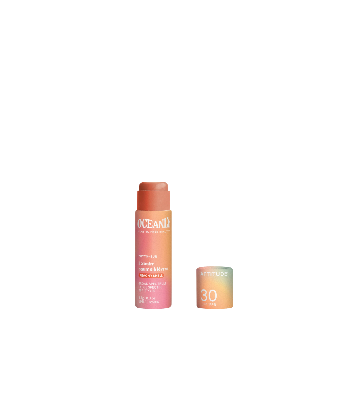 Attitude PHYTO-SUN Lip Balm SPF 30 with Zinc Oxide Peachy Shell 0.3 oz