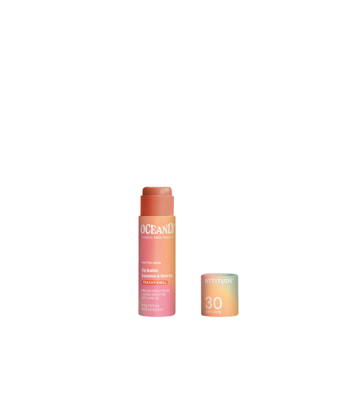 Attitude PHYTO-SUN Lip Balm SPF 30 with Zinc Oxide Peachy Shell 0.3 oz