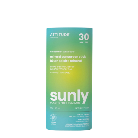 태도 Sunly 플라스틱 자유로운 무기물 선스크린 지팡이 SPF 30는 60 g를 무능했습니다