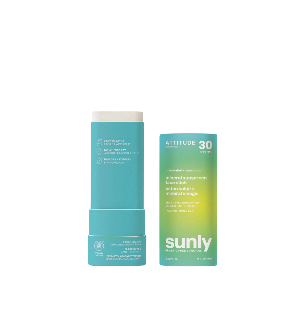 Attitude Sunly Mineral sunscreen face stick SPF 30 20 g
