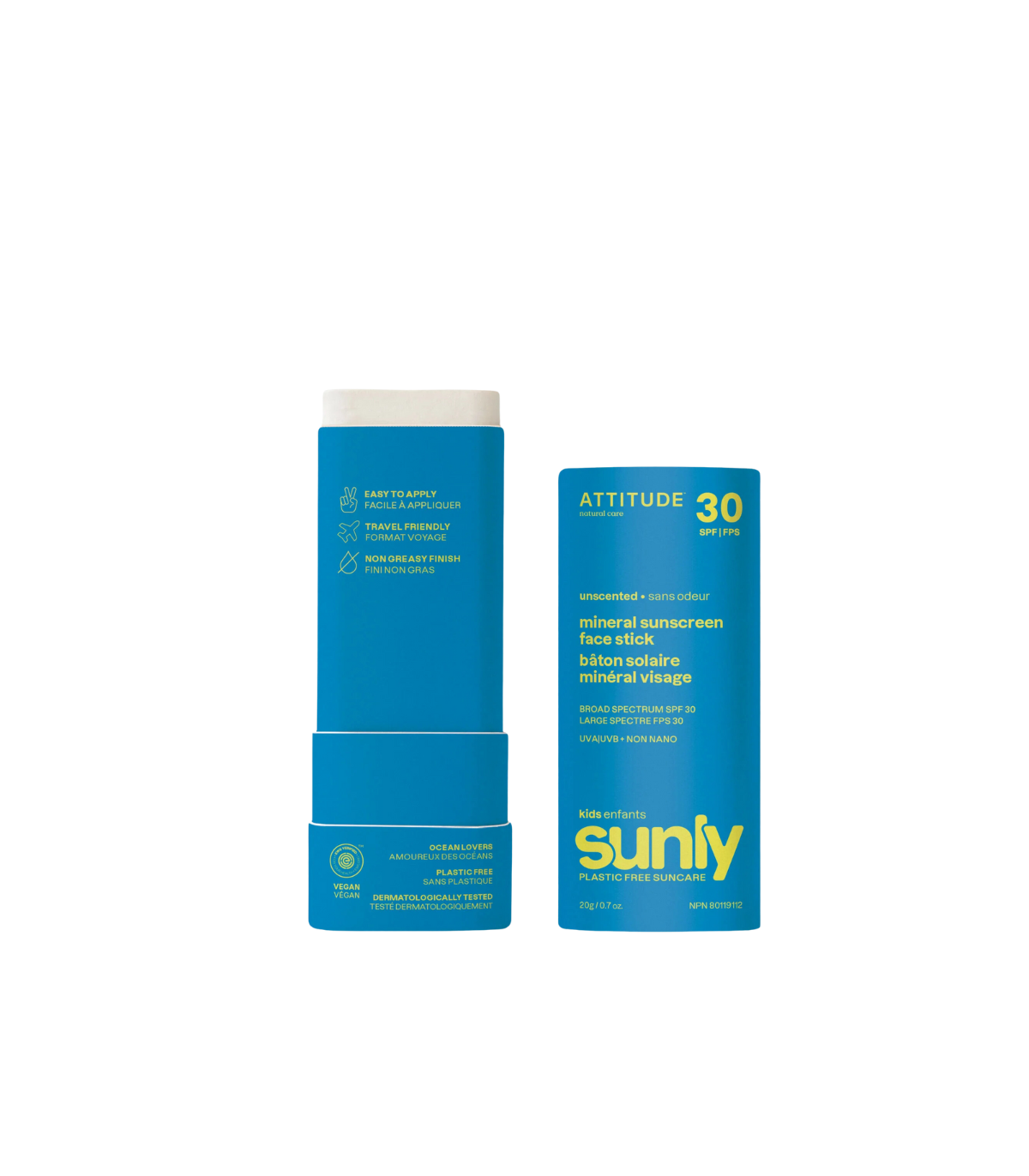 Attitude Sunly Kids 矿物防晒面部棒 SPF 30 20 克