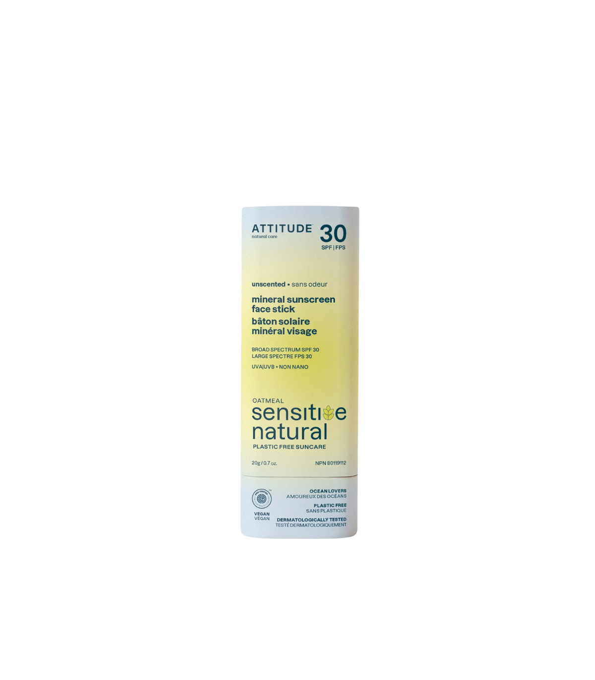 Attitude Mineral sunscreen face stick for sensitive skin 20 g