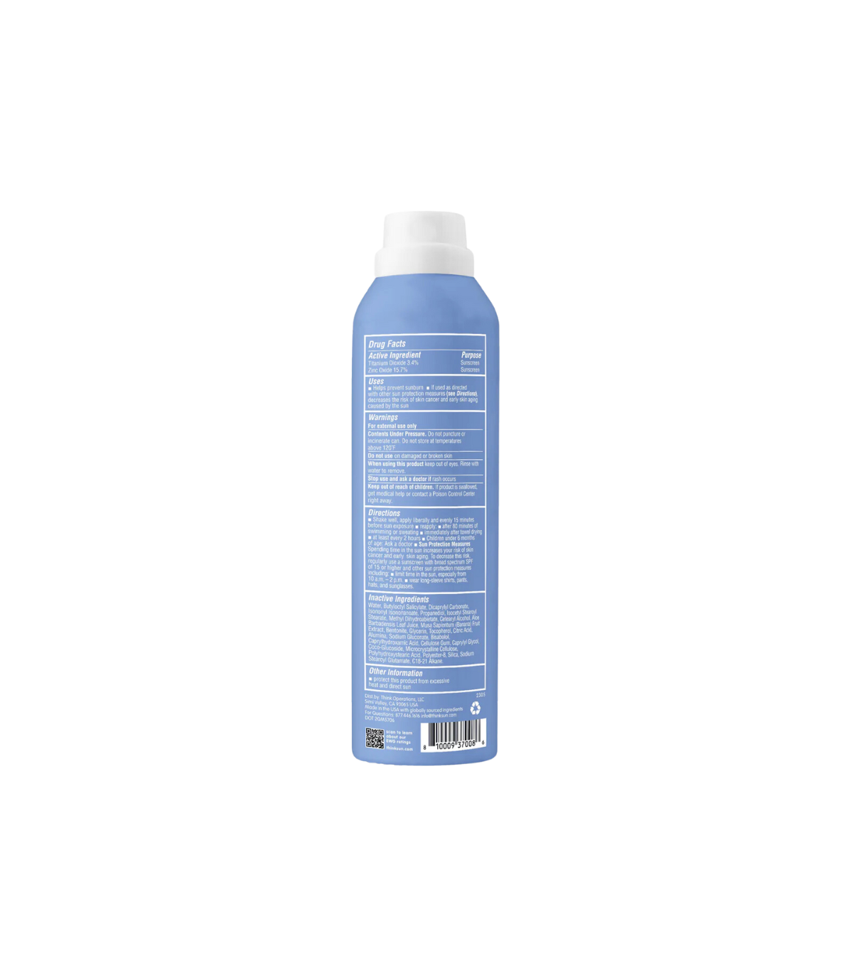 ThinkSun Thinksport 올 쉬어 미네랄 선스크린 스프레이 SPF 50 177ml