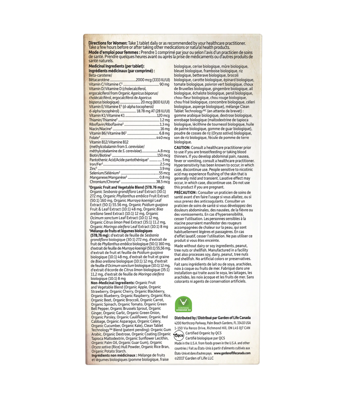 Garden of Life Mykind Organics Multivitamin Women's Once Daily 30 Vegi Tablet | 每天不同折扣, 全网最低价格 | 种类齐全的保健品店铺 VITASHOP, 只有你想不到, 没有