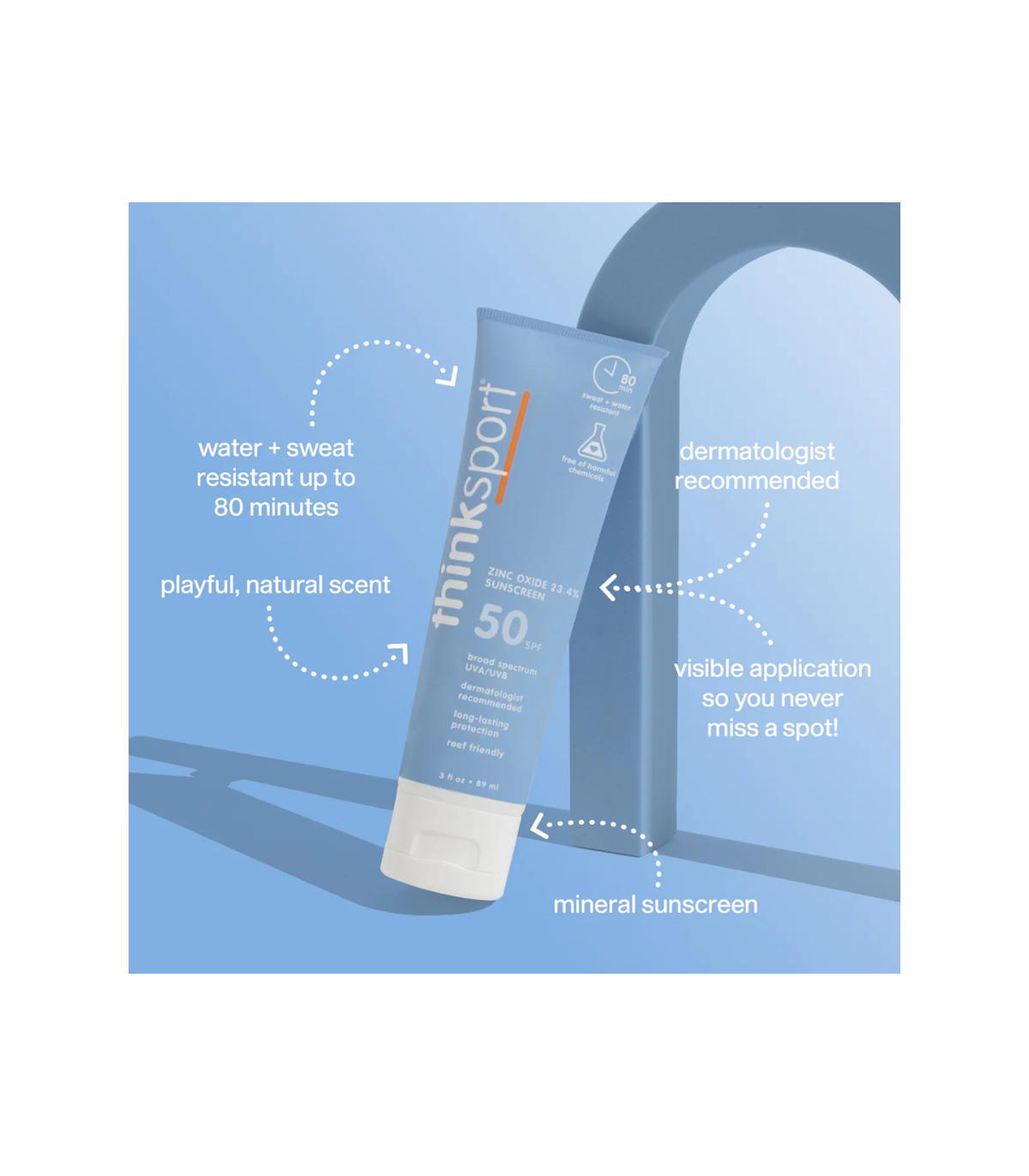 지원하다 태양 Thinksport 안전한 선 스크린 SPF 50+ 89 ml