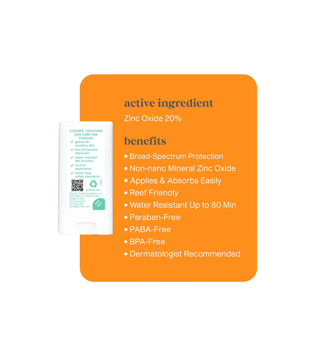 ThinkSun Thinksport Kids Sunscreen Stick SPF 30+ 18.4 g