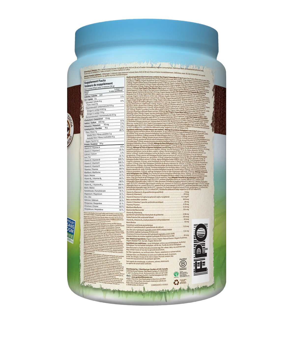 RAW Organic ALL-IN-ONE SHAKE, Chocolate 1017 g | Safest & Easiest Shopping Vitamins Online | VITASHOP