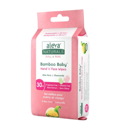 Aleva Naturals Bamboo Baby Hand 'n' Face Wipes 30 ct