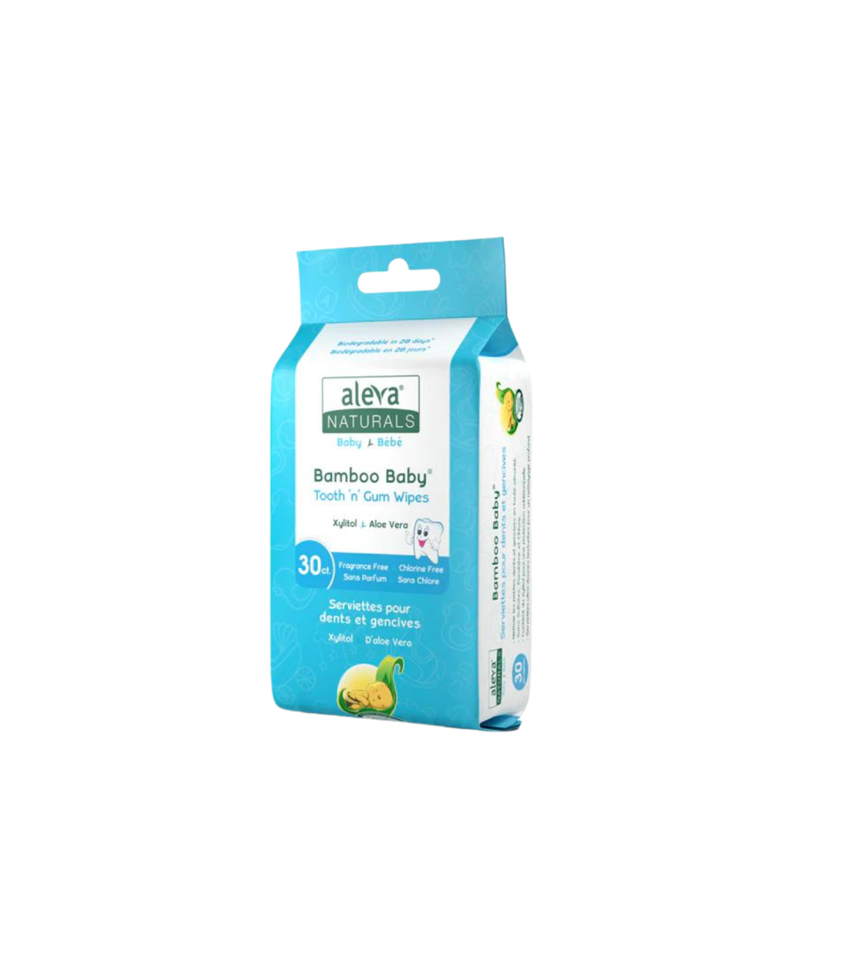 Aleva Naturals Bamboo 아기 Tooth 'n'Gum Wipes 30 ct
