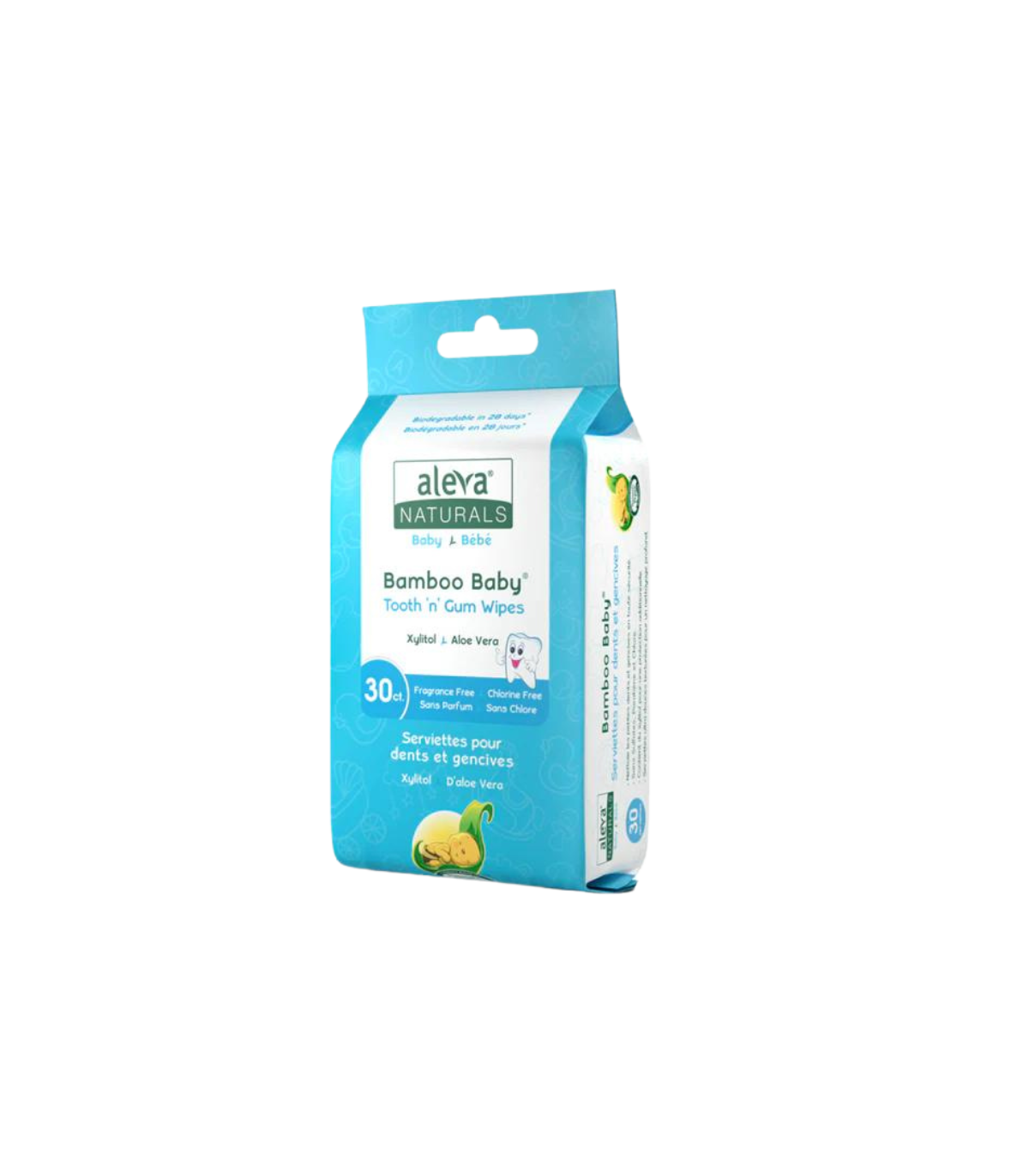 Aleva Naturals Bamboo 아기 Tooth 'n'Gum Wipes 30 ct