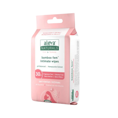 Aleva Naturals 대나무 Fem 친밀한 물티슈 30ct