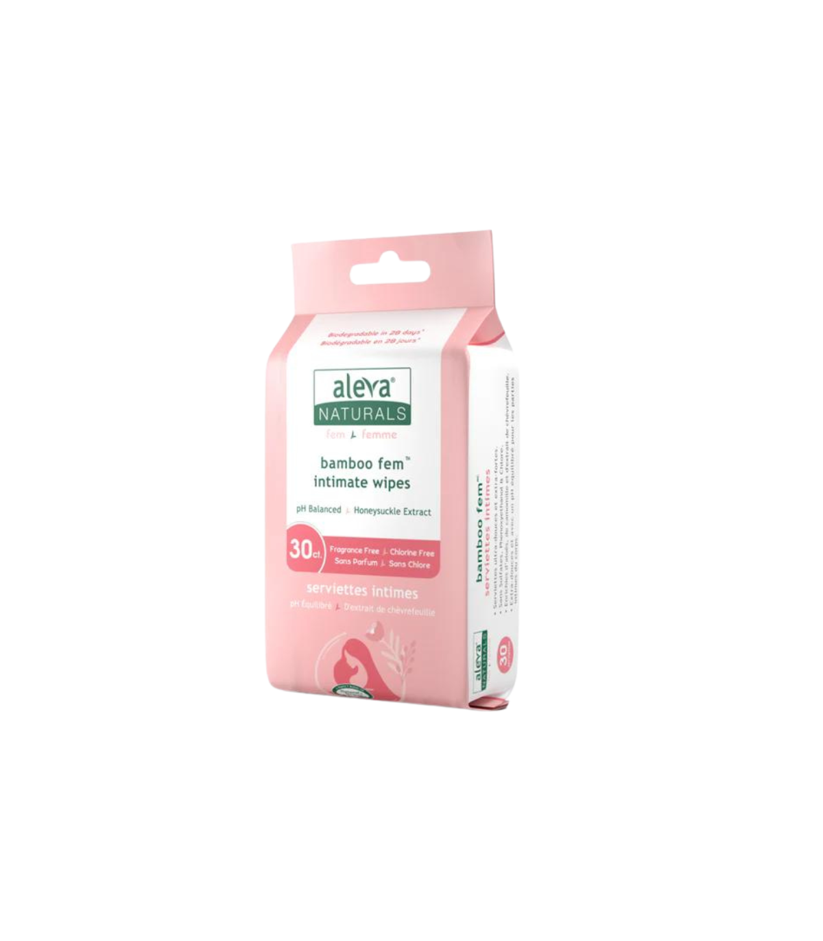 Aleva Naturals 대나무 Fem 친밀한 물티슈 30ct