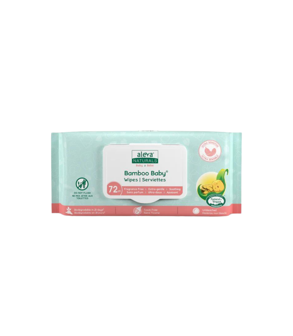 Aleva Naturals 대나무 아기 과민한 닦음 72 ct