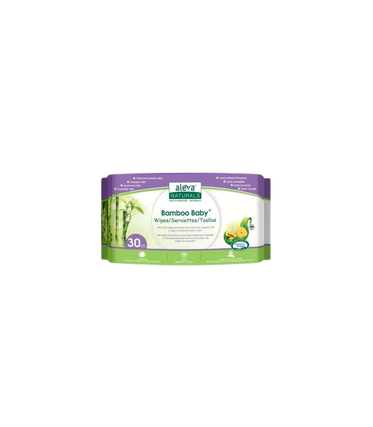 Aleva Naturals Bamboo Baby Wipes 30 ct