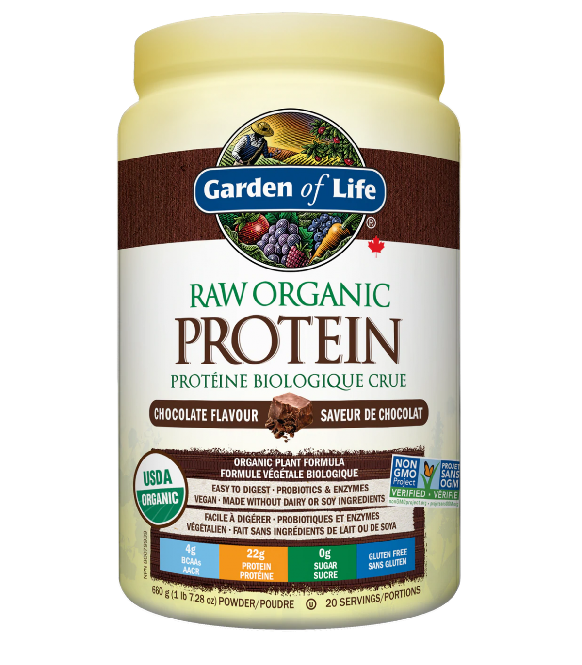 RAW Organic Protein, Chocolate 660 g | Safest & Easiest Shopping Vitamins Online | VITASHOP