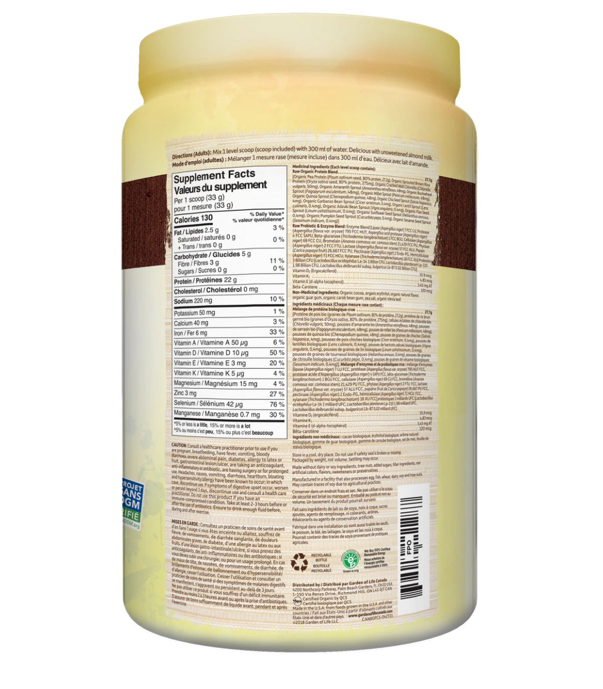 RAW Organic Protein, Chocolate 660 g | Safest & Easiest Shopping Vitamins Online | VITASHOP