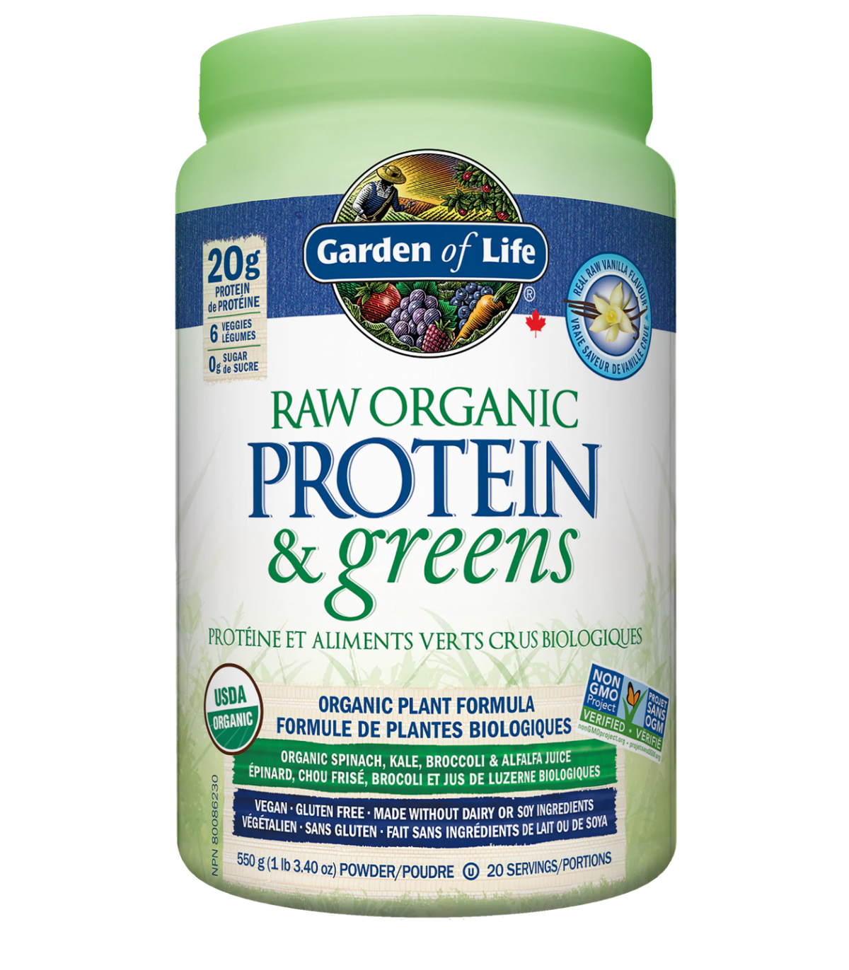 RAW Organic Protein & Greens, Vanilla 550 g | Safest & Easiest Shopping Vitamins Online | VITASHOP
