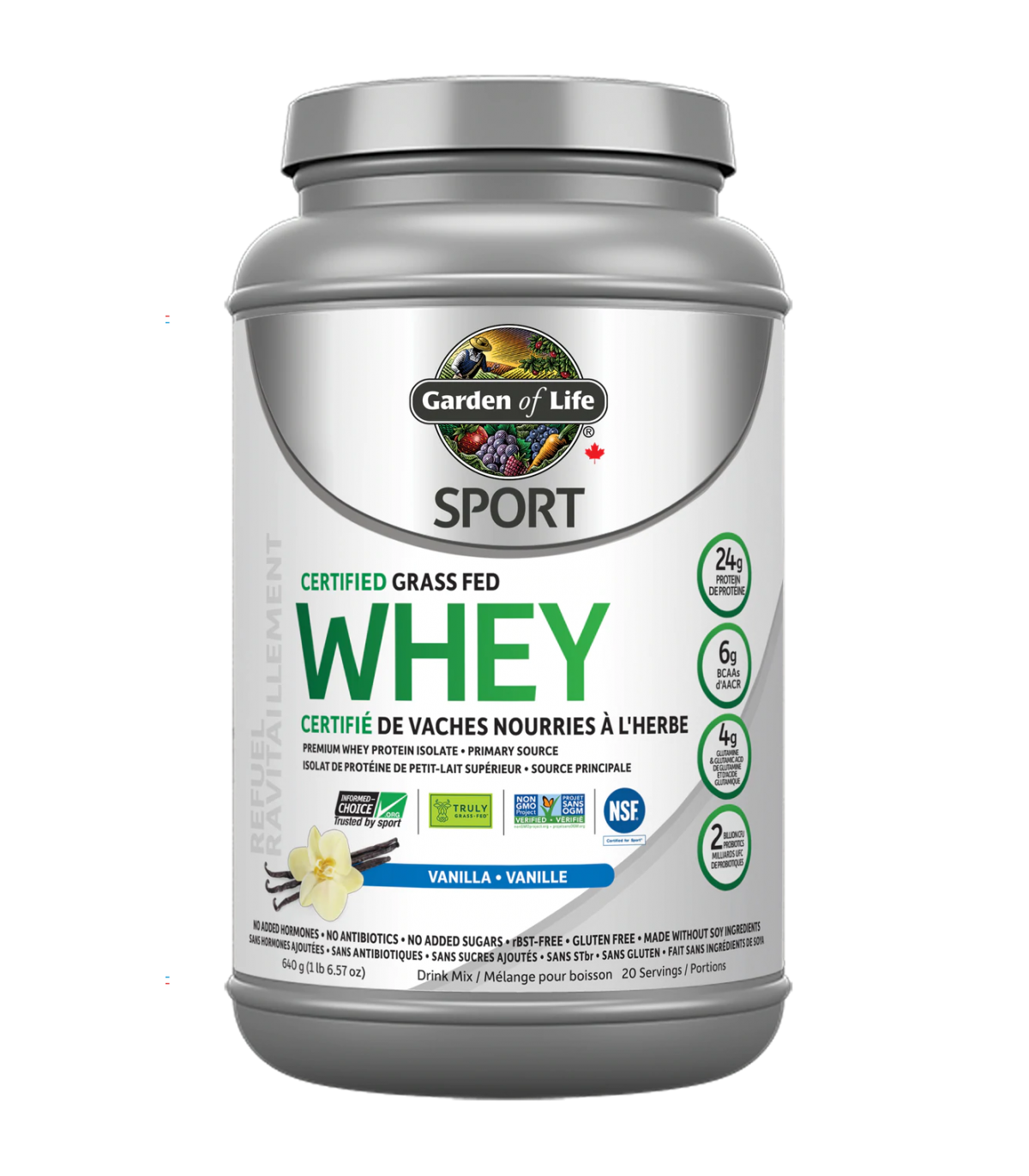 SPORT Certified Grass Fed Whey, Vanilla 652 g | Safest & Easiest Shopping Vitamins Online | VITASHOP