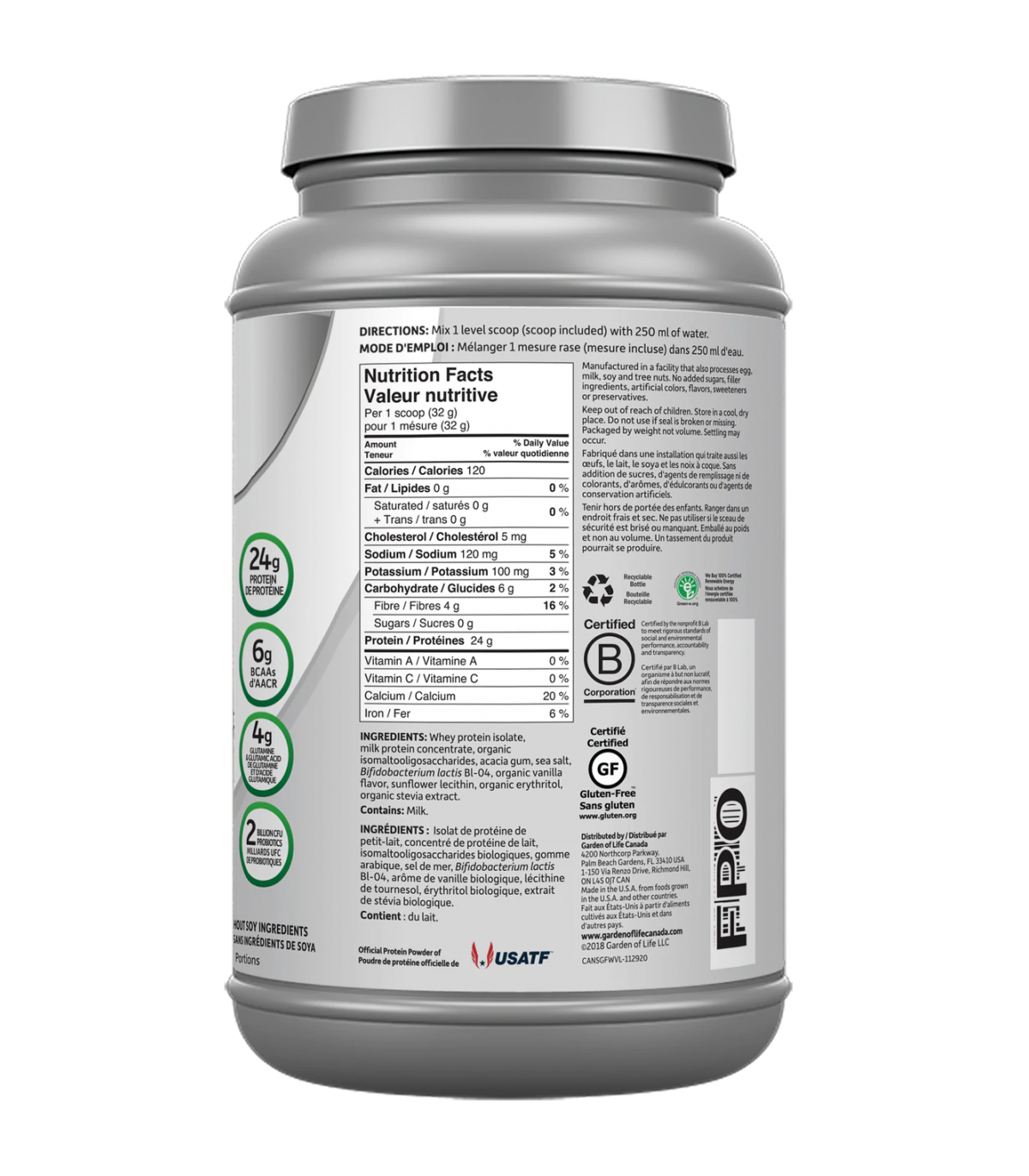 SPORT Certified Grass Fed Whey, Vanilla 652 g | Safest & Easiest Shopping Vitamins Online | VITASHOP
