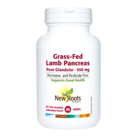 New Roots Herbal Pancreas d'agneau pur glandulaire 450 mg 90 Tablets
