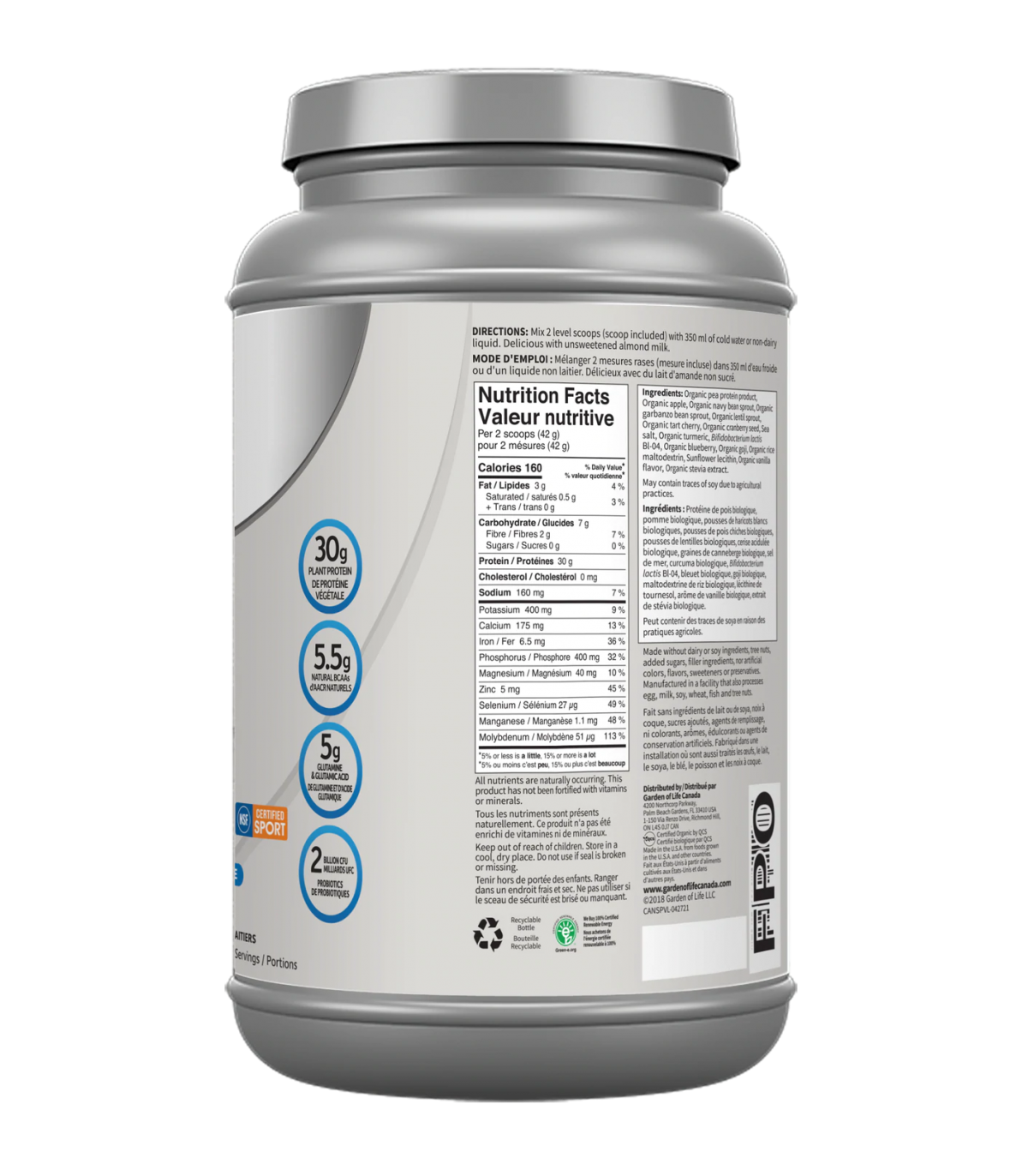 Garden of Life SPORT Organic Plant Based Protein, Vanilla 806 g | Unbeatable Prices, Daily Deals | VITASHOP