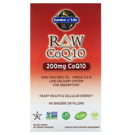 Garden of Life 가든 오브 라이프 비타민 코드 RAW CoQ10 200 mg 60 식물성 캡슐 | 매일 업데이트되는 특가 상품 | VITASHOP