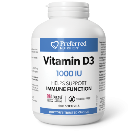 Preferred Nutrition Vitamin D3 1000 IU 600 Softgels