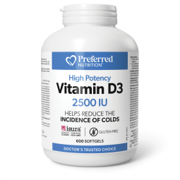 Preferred Nutrition Vitamin D3 2500 IU 600 Softgels