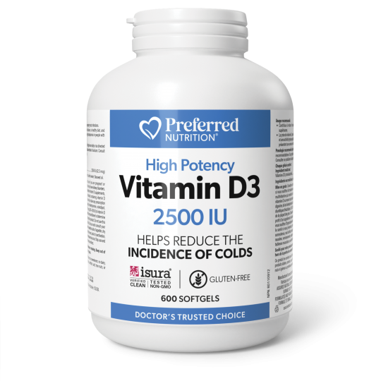 Preferred Nutrition Vitamine D3 2500 IU 600 Softgels