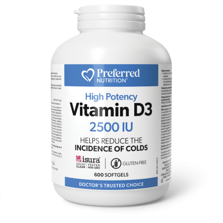 Preferred Nutrition Vitamine D3 2500 IU 600 Softgels