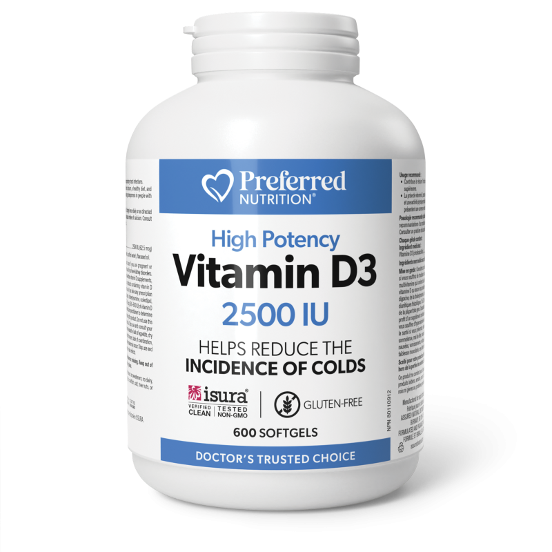 Preferred Nutrition Vitamine D3 2500 IU 600 Softgels