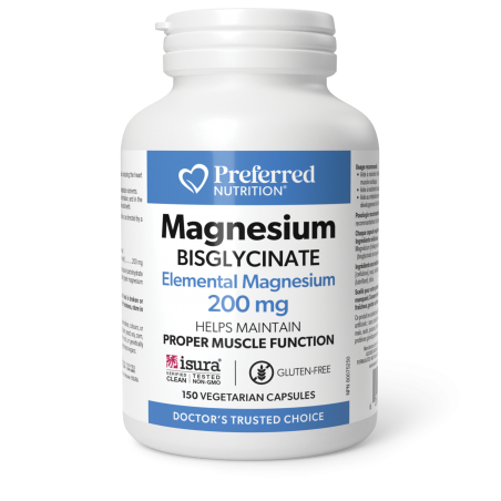 Preferred Nutrition Magnesium Bisglycinate Vegetarian Capsules 200mg, 150vcaps