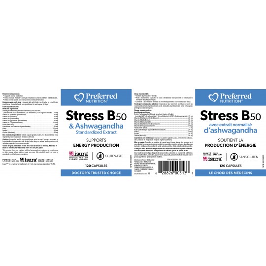 Preferred Nutrition 프리퍼드 뉴트리션 슈퍼 스트레스 B50 컴플렉스 120캡슐 | 매일 업데이트되는 특가 상품 | VITASHOP
