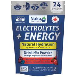 Naka Mélange pour boisson sportive naturelle Platinum Electrolytes + Energy - 24 sachets FORMAT BONUS