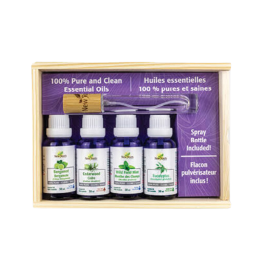 Essential Oils Gift Set ( 4 Pure Essential Oils, Free Spray Bottle)