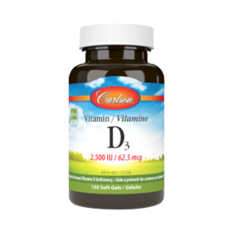 Carlson Vitamine D3 2,500 IU (62.5 mcg) 150 Softgels