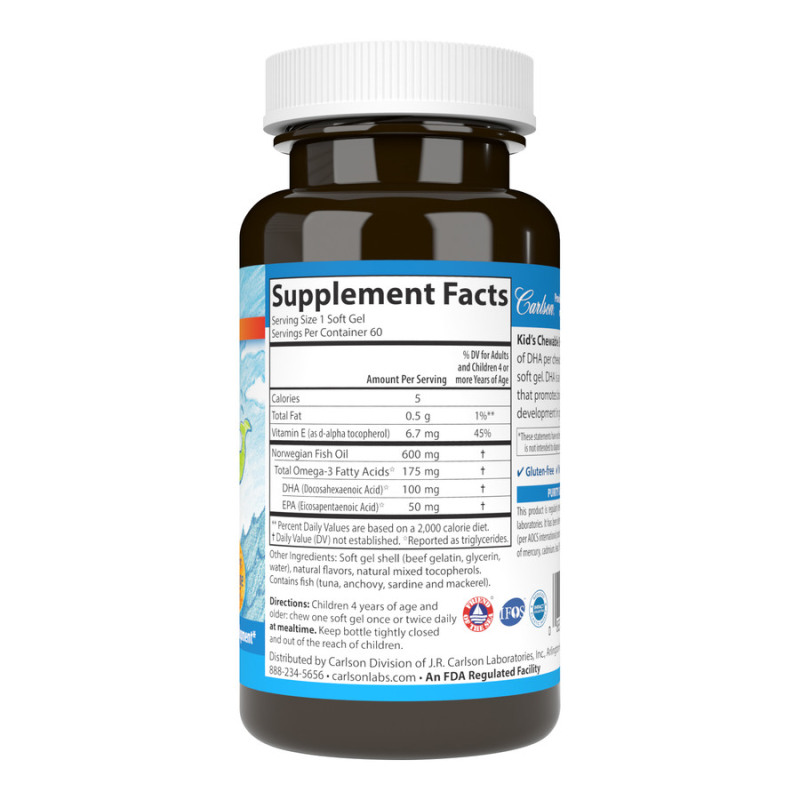 Carlson Laboratories Carlson for Kids DHA Orange 60 Softgels | 보이지 않는 가격, 일일 거래 | VITASHOP