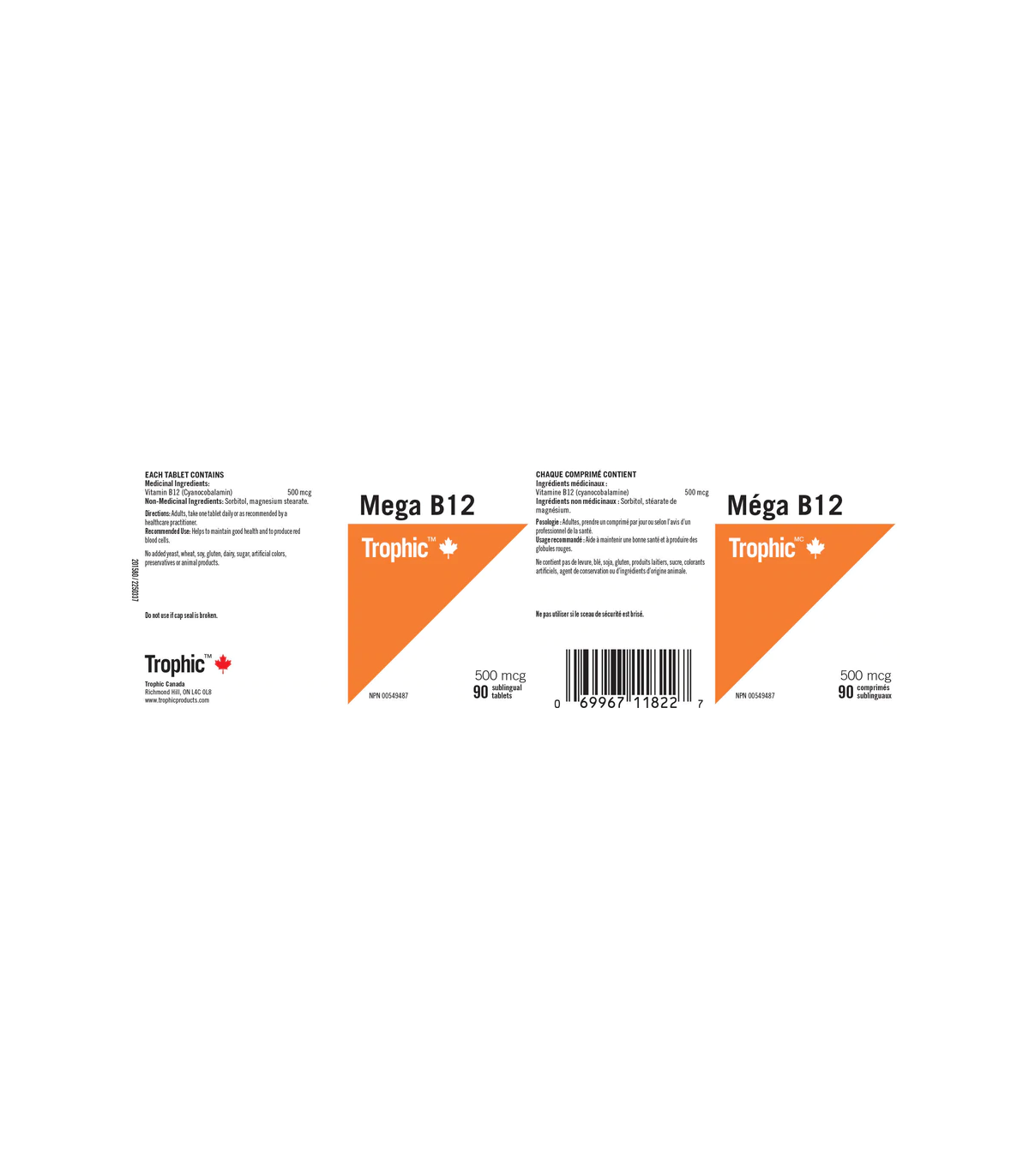 Trophic Vitamins 트로픽 비타민즈 메가 B12 500mcg 90정 | 매일 업데이트되는 특가 상품 | VITASHOP