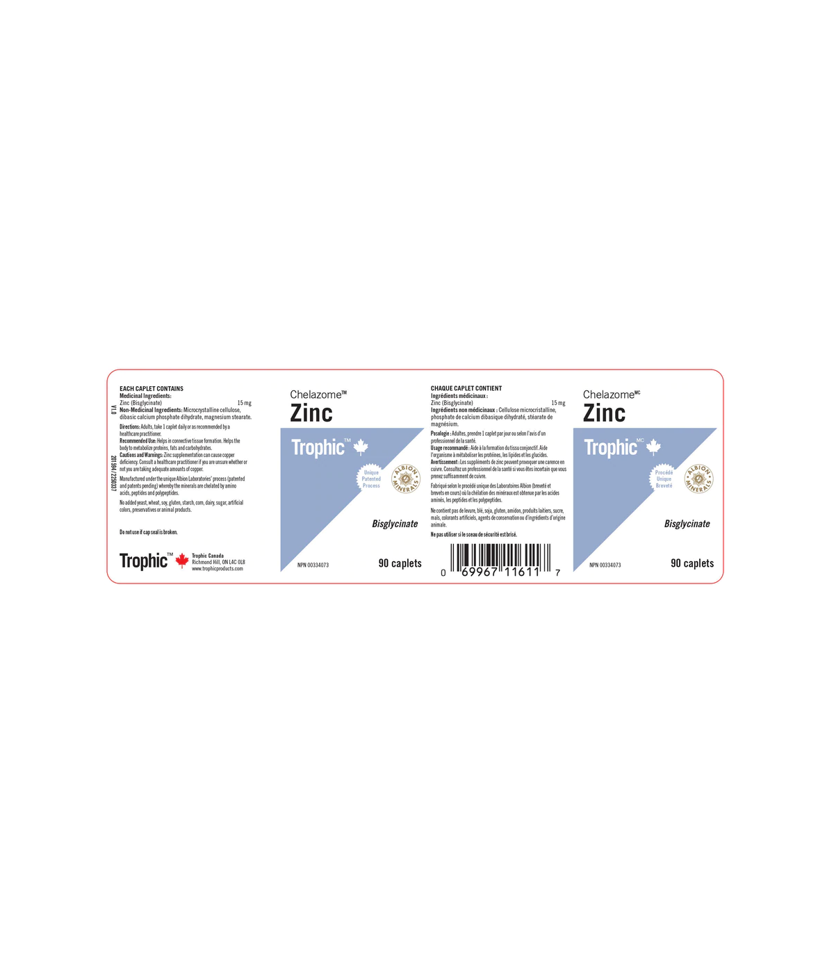 Trophic Vitamins Zinc Chelazome 15 mg 90 Caplets | Unbeatable Prices, Daily Deals | VITASHOP
